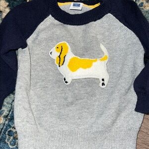 Whimsical Playful  Dog Lover Janie and Jack Navy and Gray Dog Crewneck Sweater